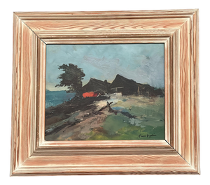 Arne Aspelin, Coastal Landscape with Cottage, 1960s, Oil on Panel, Framed