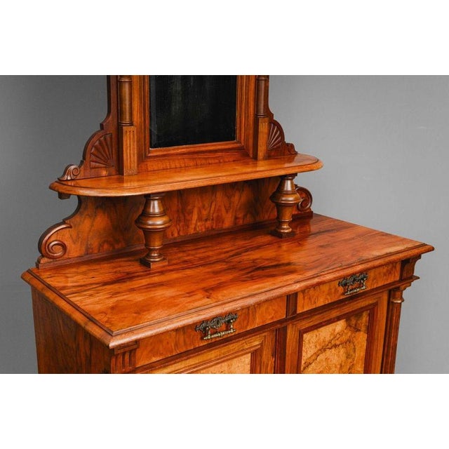 Gründerzeit Sideboard in Walnut with Mirrored Top, 1800s For Sale - Image 6 of 18