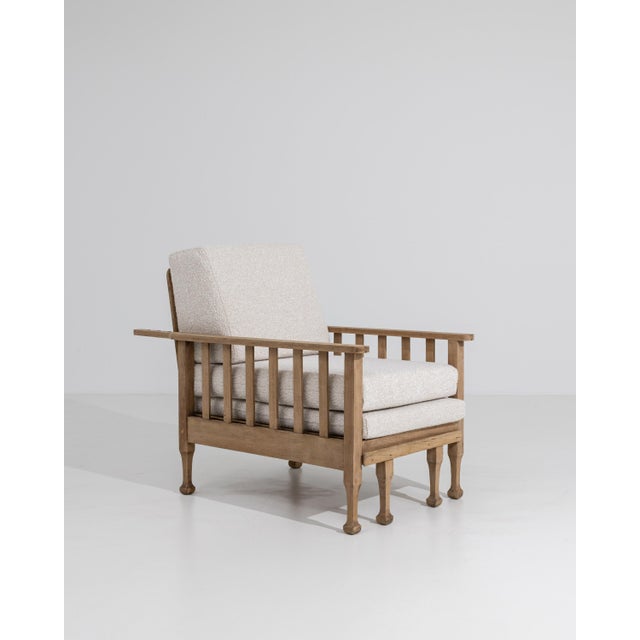 1940s Mid-Century Reclining Lounge Armchair with Pull-Out Footrest in Bouclé Upholstery For Sale - Image 5 of 18