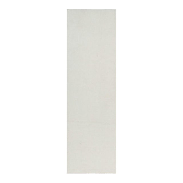 Rug & Kilim’s Oversized Textural Rug in Simple, Solid Cream White Tones - 3x18 For Sale