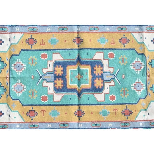 Indian Ebba Rug, 8x10, Yellow For Sale - Image 3 of 5