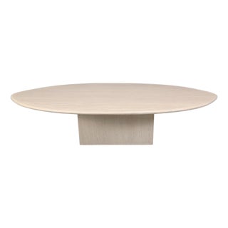 Vintage Oval Travertine Coffee Table, 1970s For Sale