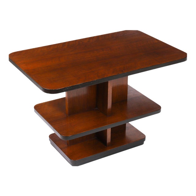 Antique Art Deco Tiered Walnut Coffee Table, 1920s For Sale