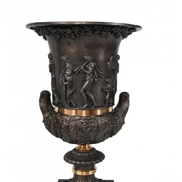 Classical Bronze Campana Urns, Set of 2 For Sale - Image 4 of 12