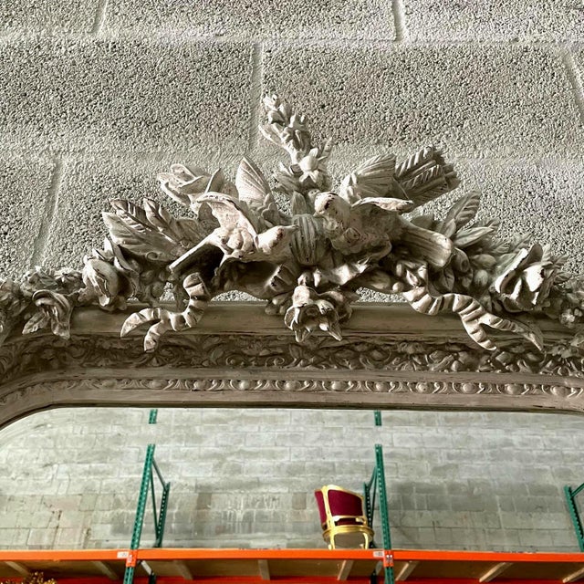 French Style Floor Mirror – 5 Ft Tall Statement Mirror in Light Bone Gray Finish For Sale - Image 4 of 7