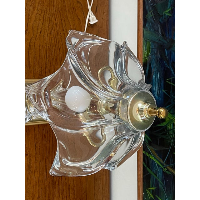 Vintage Cofrac Art Verrier Style French Crystal Table Lamp With Draped Glass Shade For Sale - Image 4 of 7