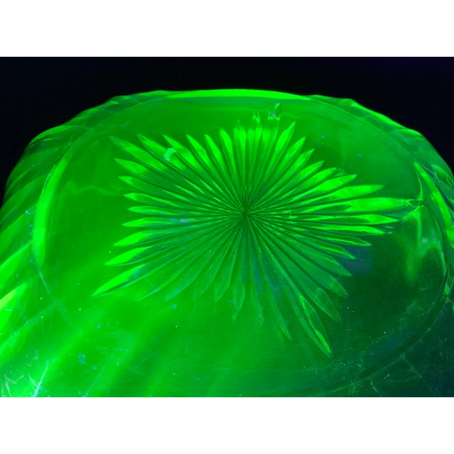 1920s Square Casserole Vaseline Glass Serving Bowl For Sale - Image 11 of 13