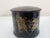 Black Antique Japanese Figural Black Lacquer Round Tea Box With Lid Pair For Sale - Image 8 of 12