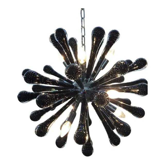 Sputnik Pendant with Black Drops with Bubbles Inside by Simoeng For Sale - Image 9 of 9