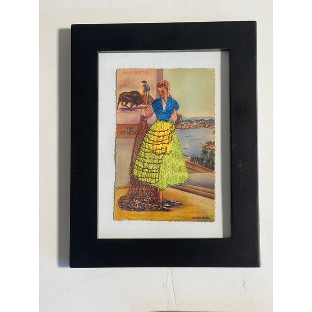 Antique Spanish Embroidered Postcards Framed - Set of 3 For Sale - Image 4 of 8