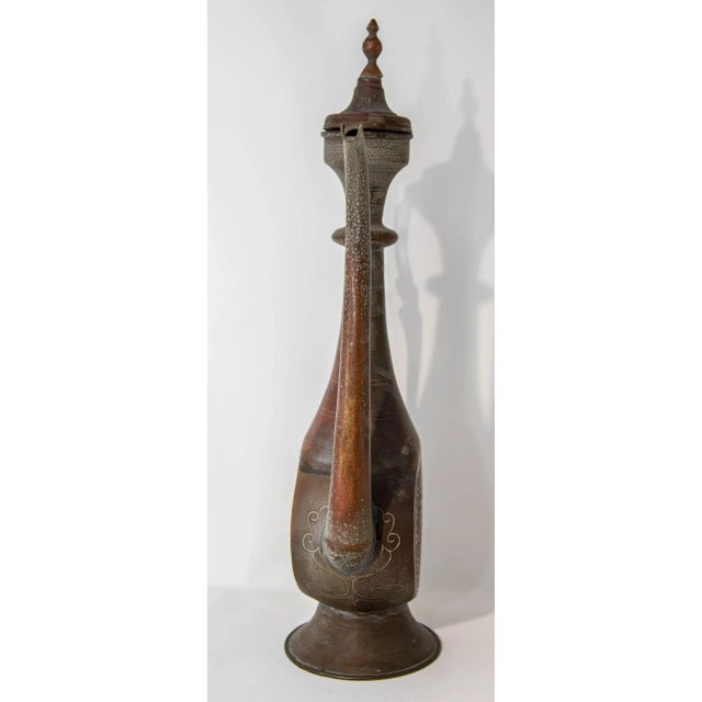 Metal Antique Middle Eastern Qajar Persian Copper Ewer 19th Century Antique For Sale - Image 7 of 12
