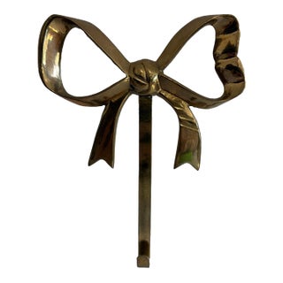 Vintage Solid Brass Bow Wall Hook For Sale