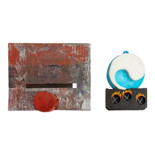 Domenick Capobianco Painted Wood Sculptures, 2 For Sale