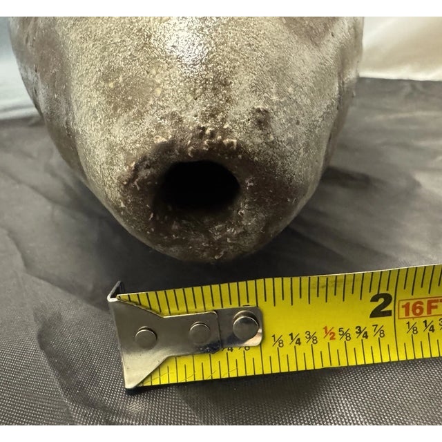 Brown Ceramic Earthenware Pottery Drip Glazed Brown Pear Shaped Bud Vase Vintage MCM For Sale - Image 8 of 9