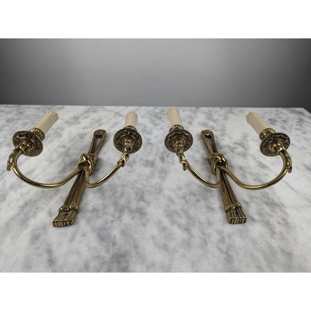 Louis XVI Style Bronze Wall Lights, Set of 2 For Sale - Image 3 of 9