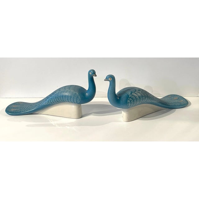 Blue Peacocks Sculptures, by Waylande Gregory - a Pair For Sale In West Palm - Image 6 of 12
