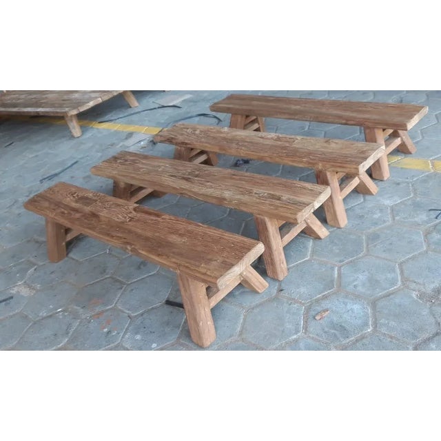 Low Argo Simple Teak Bench For Sale In Los Angeles - Image 6 of 7