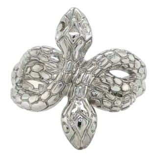 Mid 20th Century Platinum Double Snake Bypass Band Ring Size 5.5 For Sale