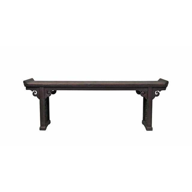 Chinese Monumental 18th-Century Chinese Elm Altar Table From Shanxi, Circa 1766 For Sale - Image 3 of 14