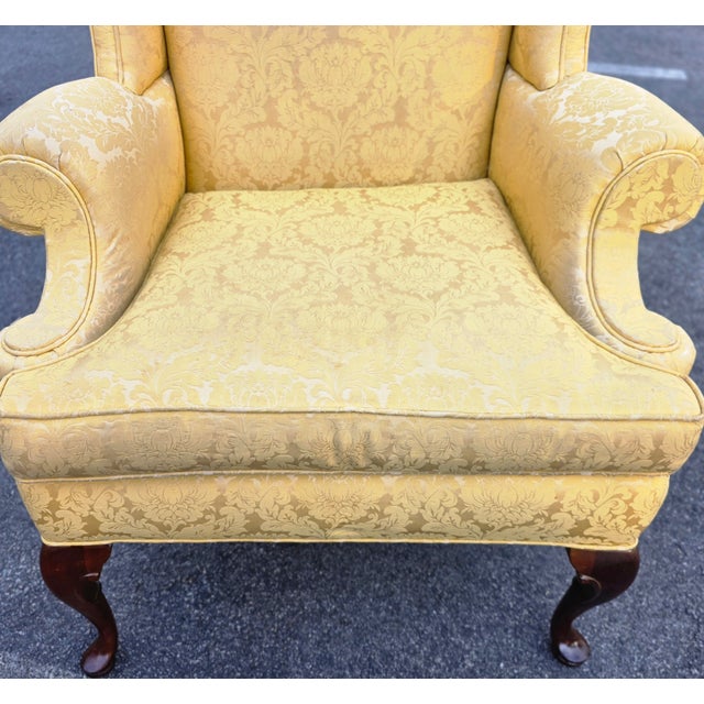 Vintage Queen Anne High Wingback Armchair For Sale - Image 10 of 14