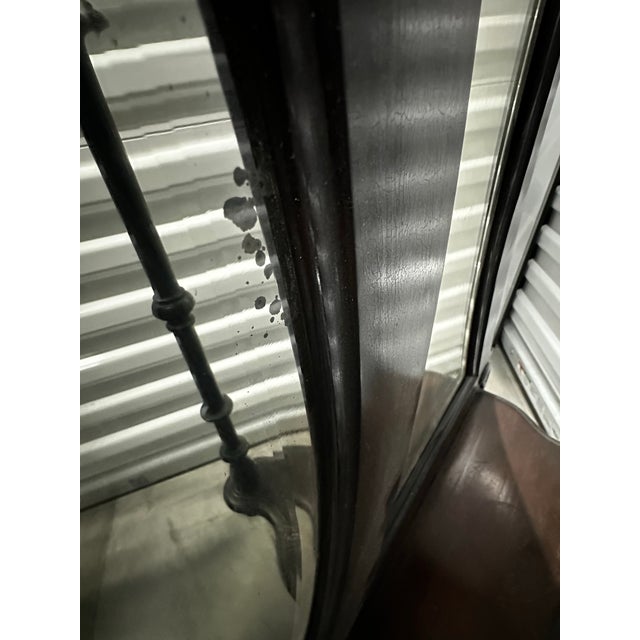 Ebony Antique Ebonized Victorian Architectural Mirror With 3 Beveled Mirrors & Shelves – Chippendale Revival For Sale - Image 8 of 12