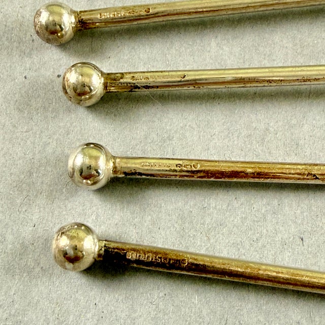 Sterling Silver Highball or Iced Tea Heart Leaf Bowl Stirring Straws, Set of 4 For Sale - Image 11 of 11