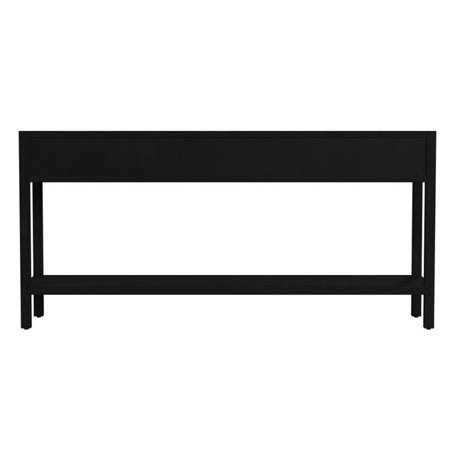 Lark 65 in. W Rectangular Wood 3 Drawer Console Table with Lower Open Shelf, Washed Black For Sale In Chicago - Image 6 of 8