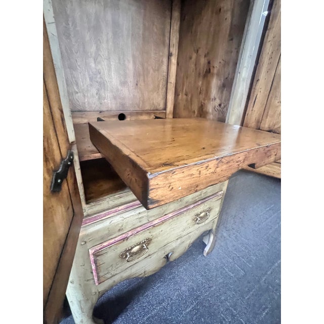 Large European Style Old World Hand-Painted Bar Drinks Liquor Armoire Cabinet Pull Out Shelf For Sale - Image 12 of 16