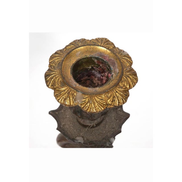 Metal Pair of }Italian Renaissance-Revival Bronze Candlesticks For Sale - Image 7 of 15
