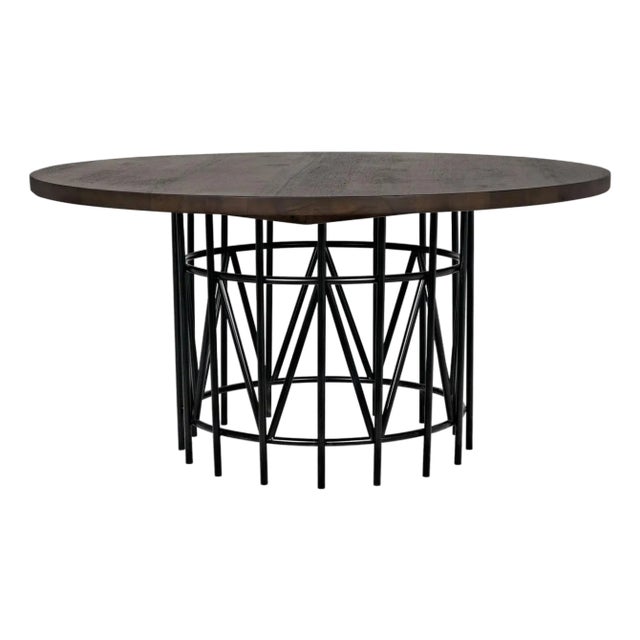 NOIR Silberman Dining Table, Dark Walnut W/Black Iron Base For Sale
