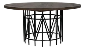 NOIR Silberman Dining Table, Dark Walnut W/Black Iron Base