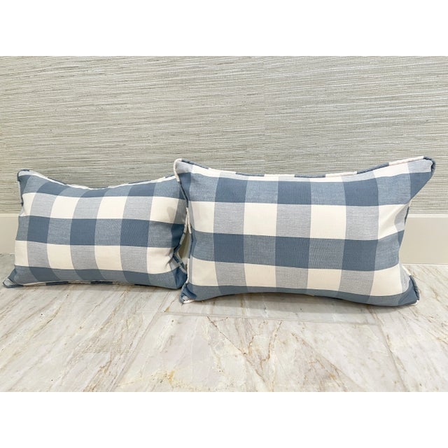 Fantastic Pair of Romo Kemble Check Pair of 18"x 12" lumbar pillow covers Colors: Oxford blue and ivory Inserts NOT...