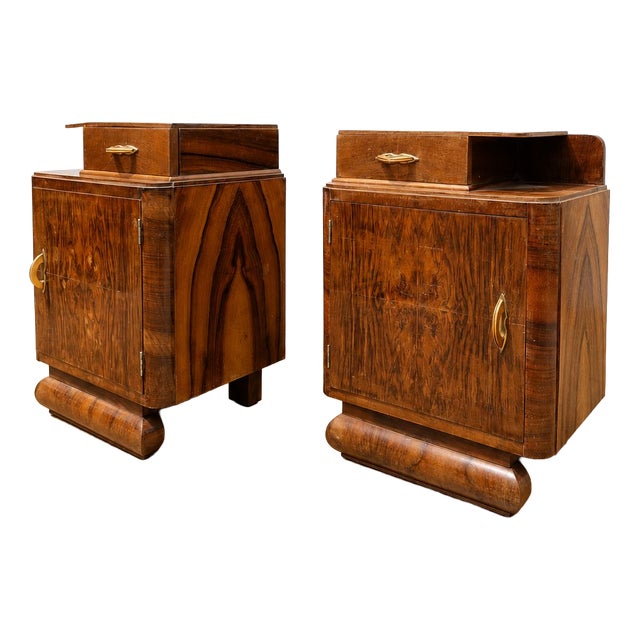 Vintage Art Deco Bedside Tables, 1930s, Set of 2 For Sale