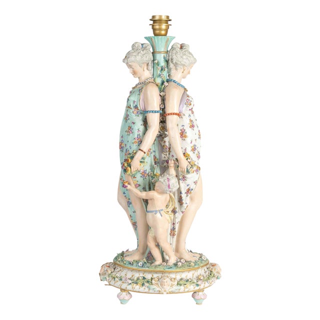 Napoleon III Style Saxon Porcelain Table Lamp For Sale