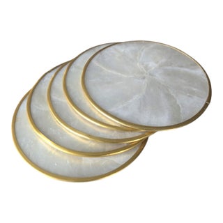 Coastal Capiz Shell Coasters- Set of 5 For Sale