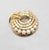 Vintage Signed Crown Trifari Goldtone Faux-Pearl & Clear Rhinestone Baguette Circle Brooch For Sale In Philadelphia - Image 6 of 6