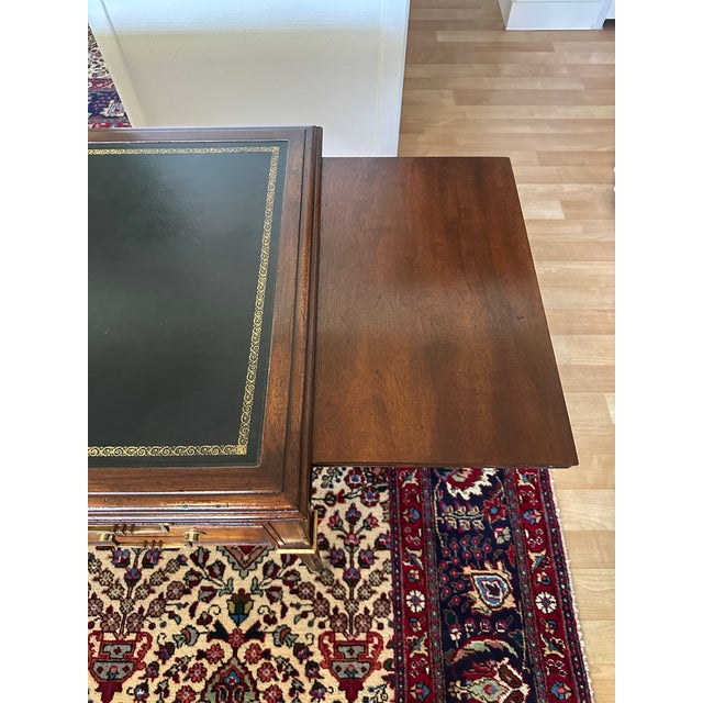 Wood Early 20th Century John Widdicomb Mahogany Partner's Desk With Leather Top and Pull-Out Writing Slides For Sale - Image 7 of 16