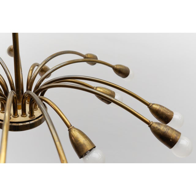 Large Mid-Century Modern Brass Sputnik Lamp, Austrian, 1950s For Sale - Image 13 of 15