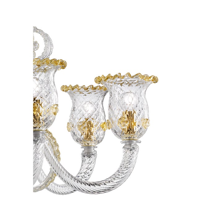 Imperial Venetian "Rigadin" Murano Glass Chandelier With Gold Trimming For Sale - Image 6 of 8