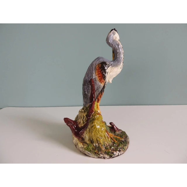 White Large Hand Painted Porcelain Heron Bird For Sale - Image 8 of 9