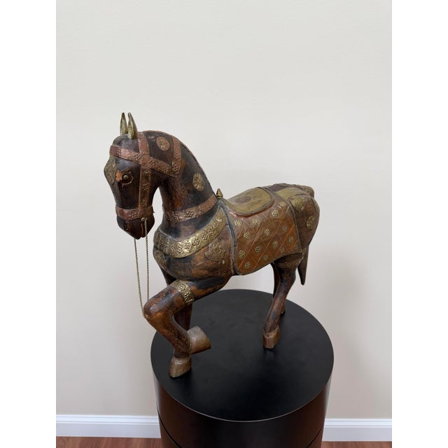 Mid-Century Modern 1950s Indian Tang Style Horse Sculpture For Sale - Image 3 of 18