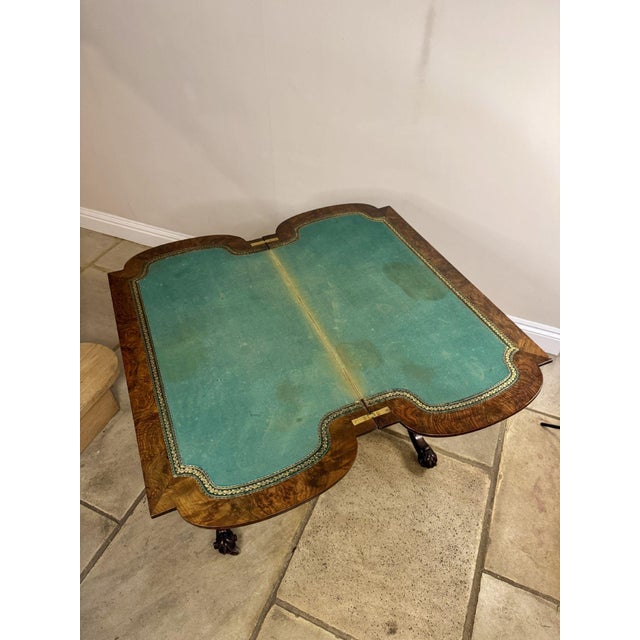 Antique Victorian Burr Walnut Card Table, 1860 For Sale - Image 11 of 13