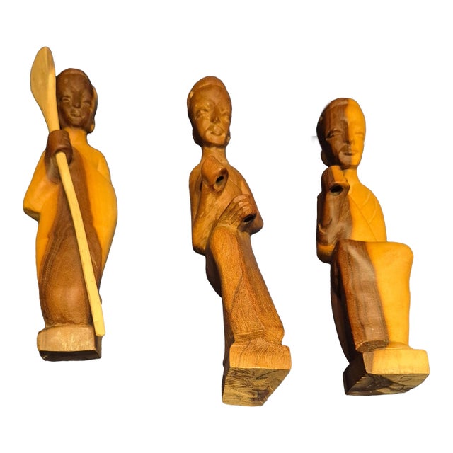 Set of 3, Mid 20th Century African Primitive Wood Carvings For Sale