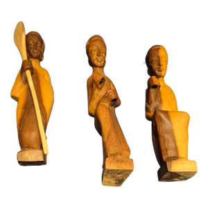 Set of 3, Mid 20th Century African Primitive Wood Carvings