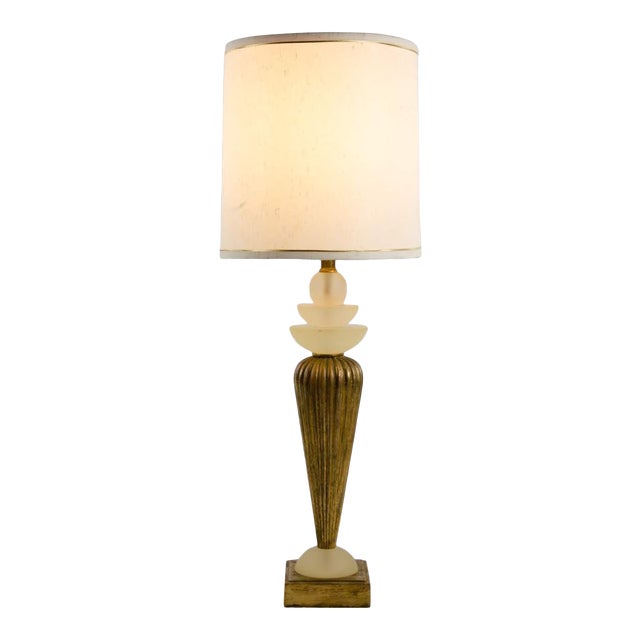 MidCentury Modern Frosted Lucite and Gold Tone Table Lamp Chairish