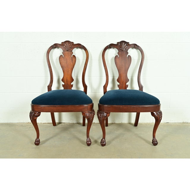 An outstanding pair of Chippendale or Georgian style side chairs or dining chairs By Smith & Watson USA, Circa Mid-20th...