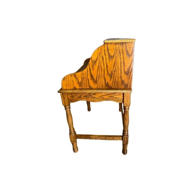 1970s Vintage C .1970's Solid Oak Bradford Style Mini Roll-Top Desk For Sale - Image 5 of 11