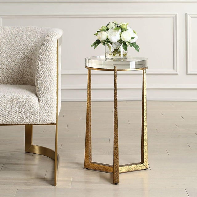 Contemporary Modern Gold Accent Table For Sale - Image 3 of 7