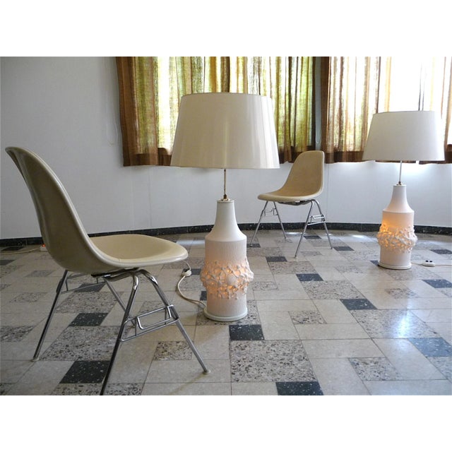 Large Bisque Relief Porcelain Table Lamps from Kaiser, 1960s, Set of 2 For Sale - Image 17 of 18