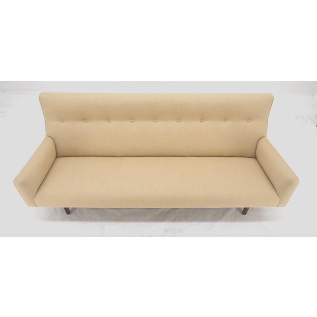 Jens Risom NEW Beige Linen Upholstery Oiled Walnut Frame c1960s Sofa Couch For Sale - Image 12 of 12